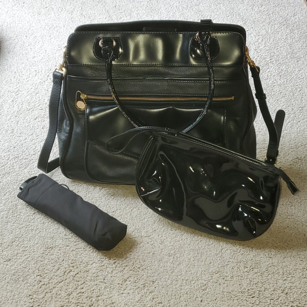 Isaac Mizrahi Purse with Umbrella & Cosmetic Case